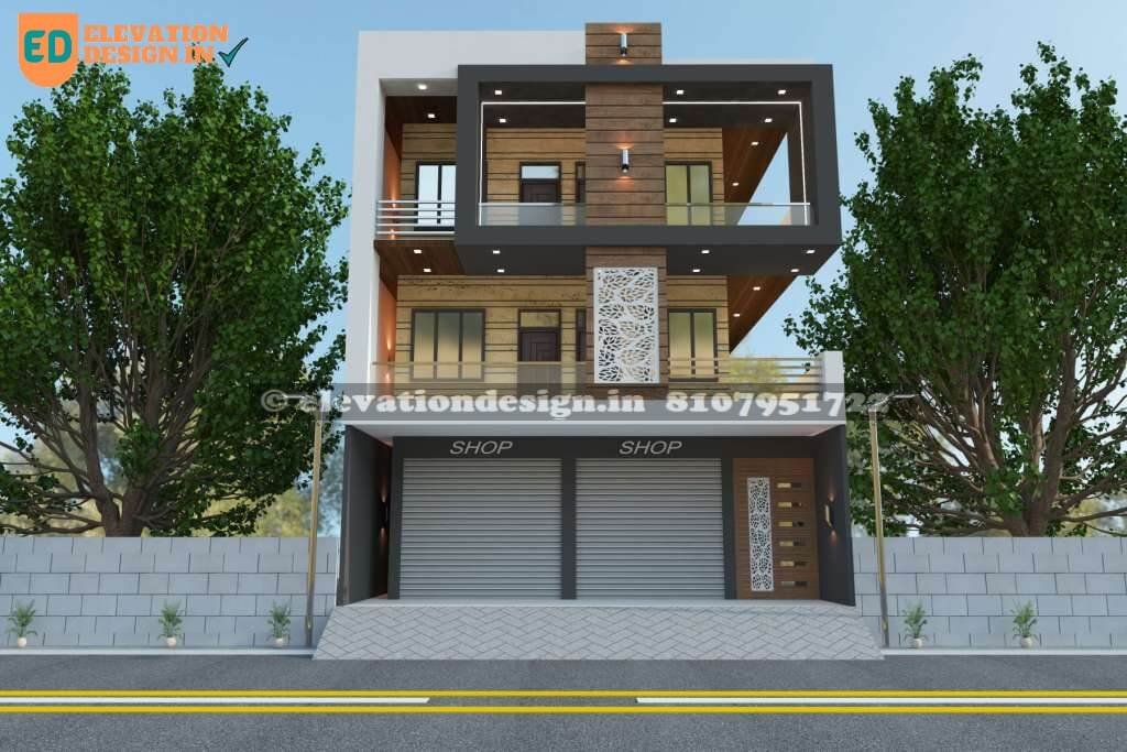 Image of 3 floor house design with shop