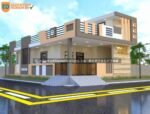 village single floor home front design