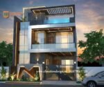 architecture 3d front elevation double floor