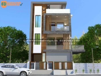 front elevation for 3 floor house