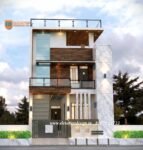 simple two floor house front 3d design