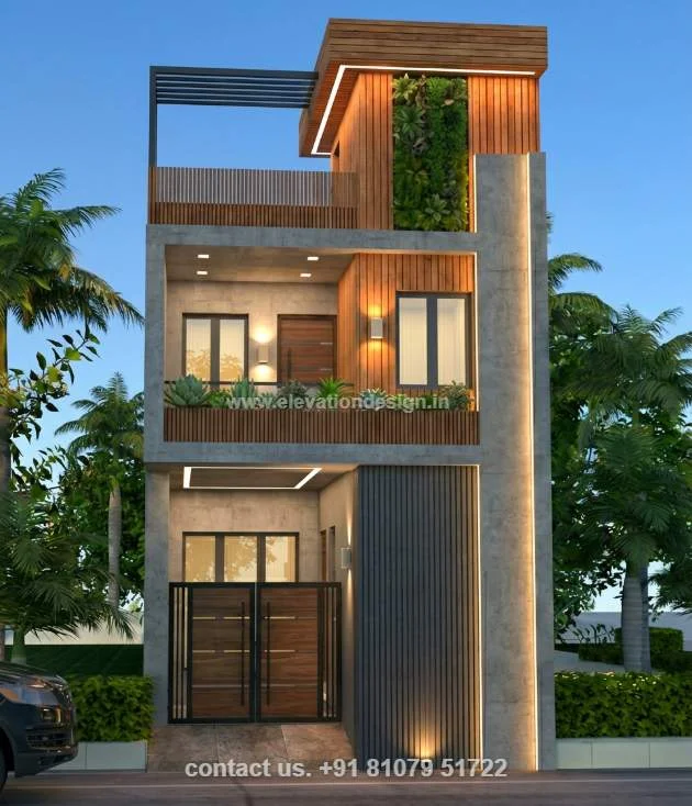 floating balcony g+1 front design 20 ft