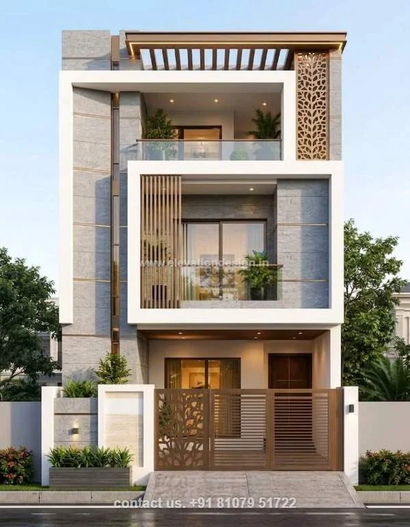 Ultra-modern 3 floor front elevation 30 ft