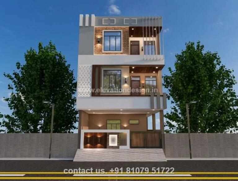 modern triple floor front elevation 30 ft