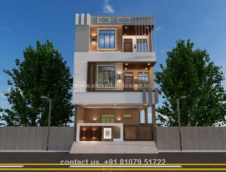 modern triple floor front elevation 30 ft