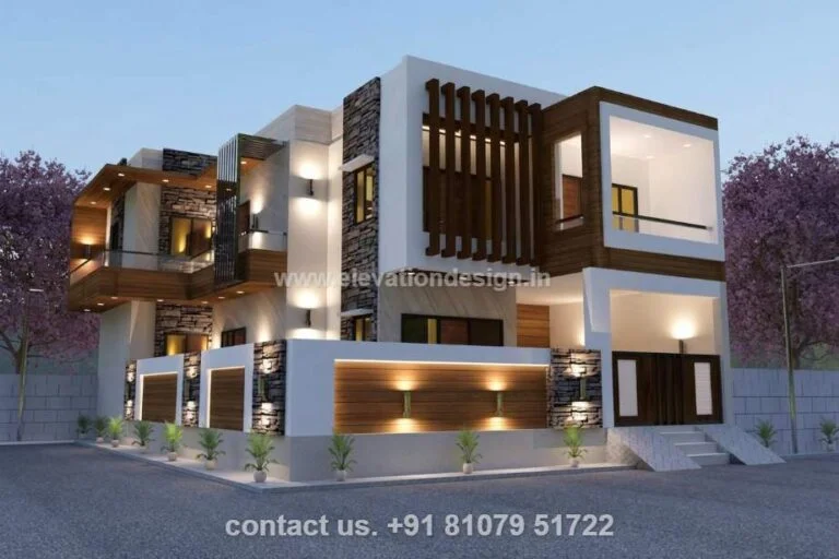 Minimalist G+1 house façade 30 ft