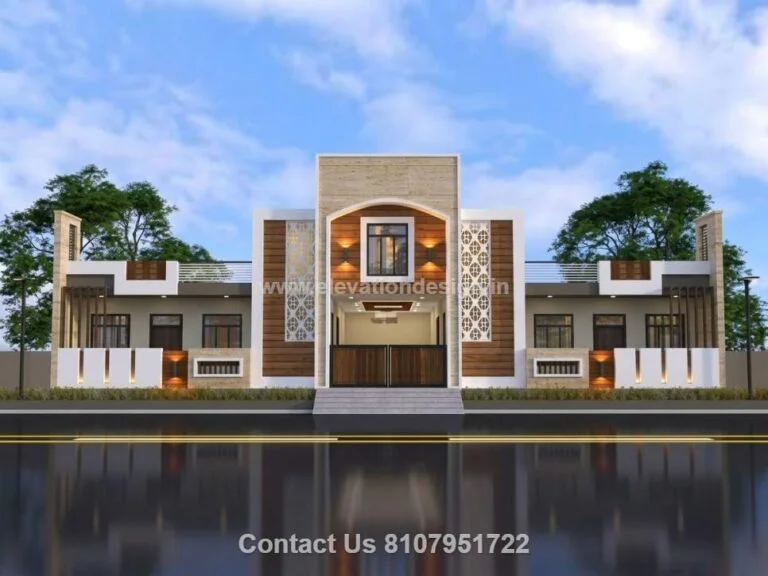 luxury 1 story villa elevation
