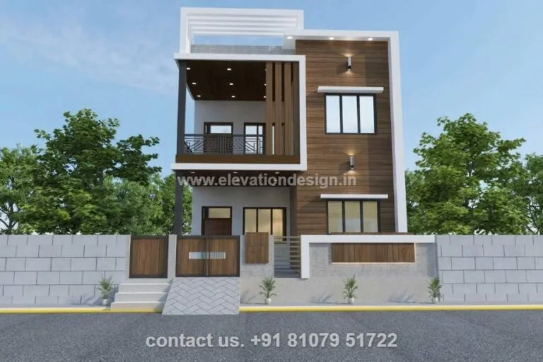 Front elevation with wooden tiles 26 ft