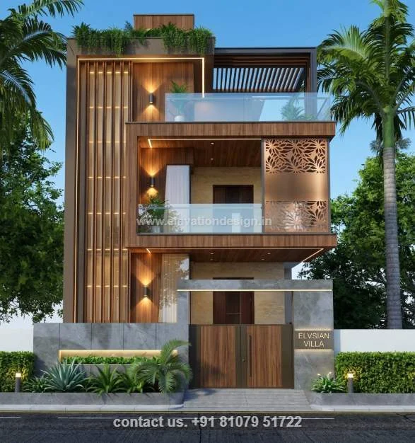 Ultra-modern double floor front elevation 21 ft