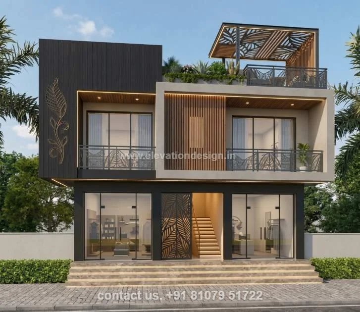 commercial g+1 front design 30 ft