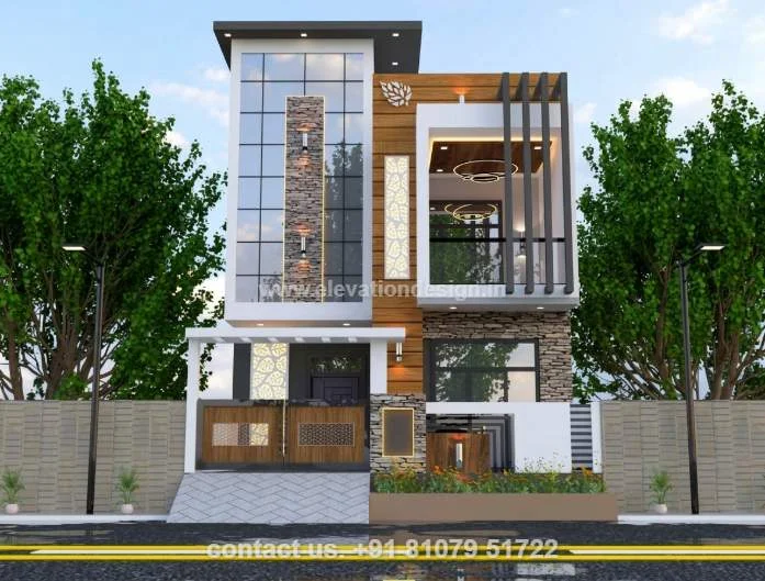 wood finish exterior tiles 2 story 24 ft