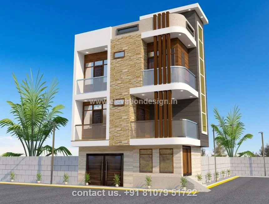 stone cladding triple floor exterior design 25 ft