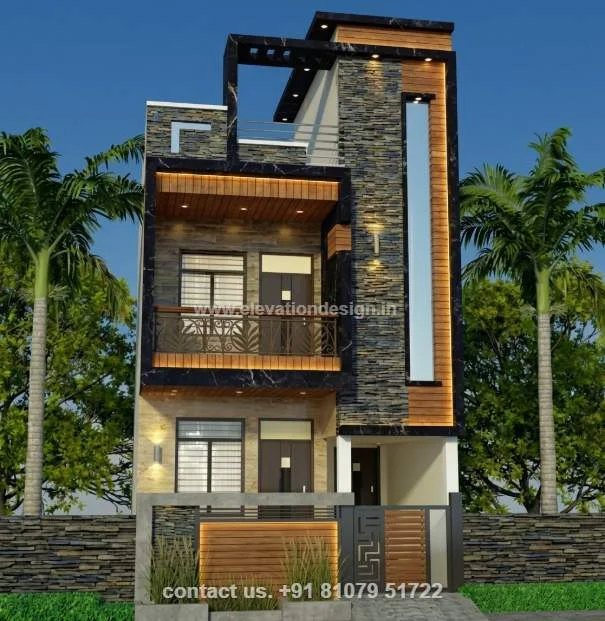 stone cladding double floor small house 20 ft