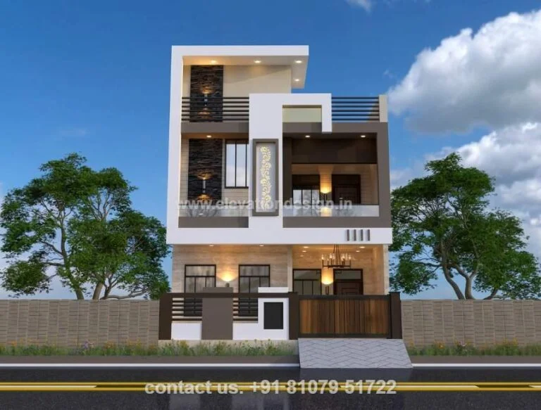 3d front elevation g+1 26 ft