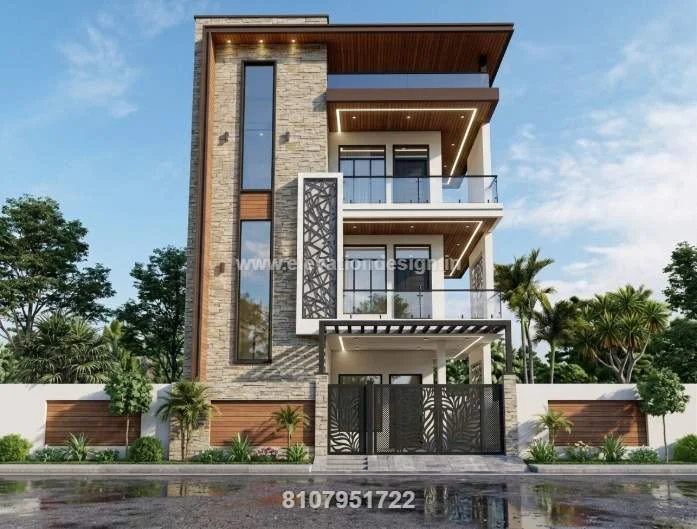 2 floor front design for house 30 ft