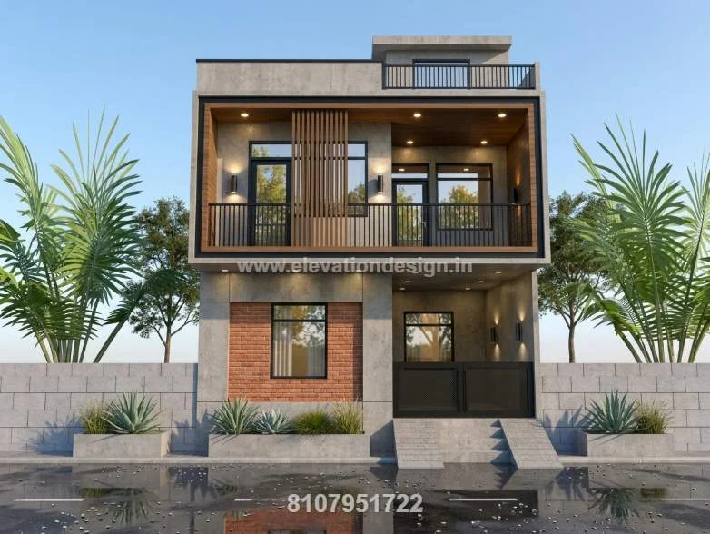 wide frontage 2 floor house design 80 ft