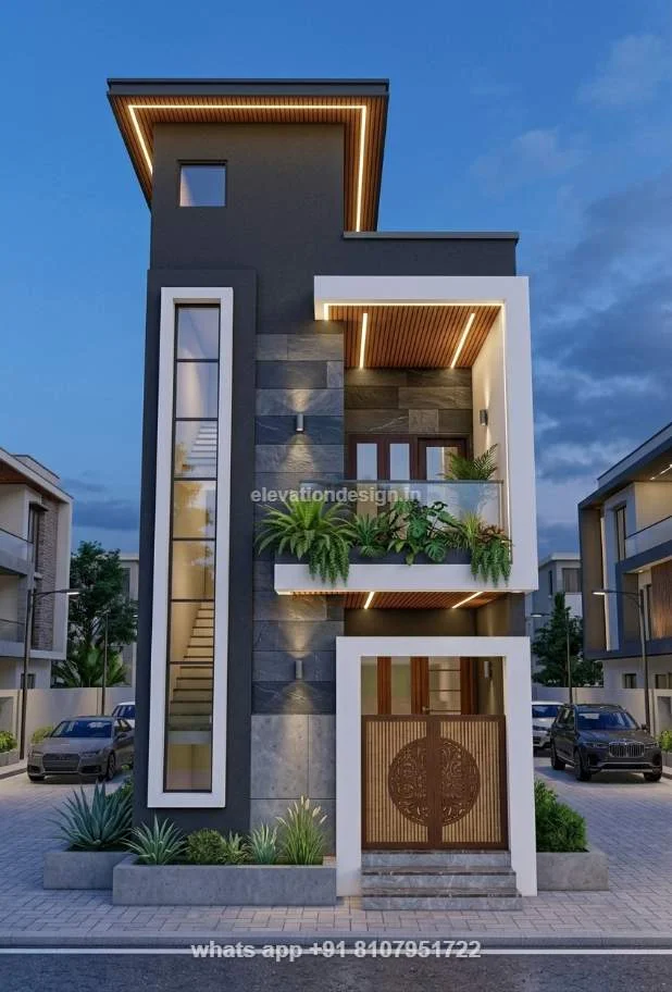 15×40 Dark Gray Home Elevation