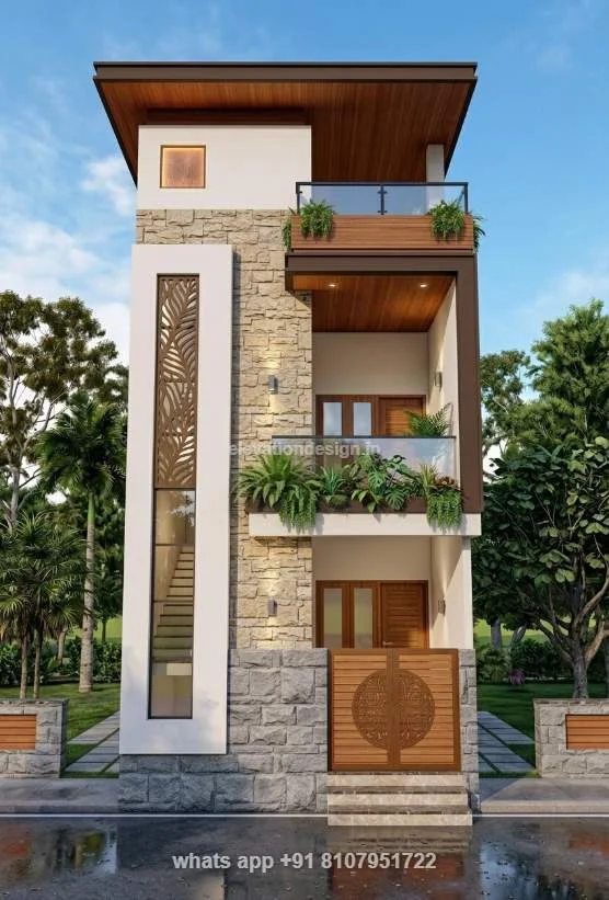 15×40 Elevation Design 2 Floor