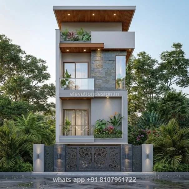 15×40 Gray Theme Home Front Design
