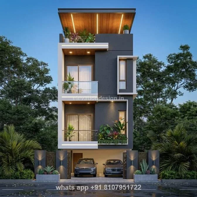 15×40 House Front Design 3 Floor