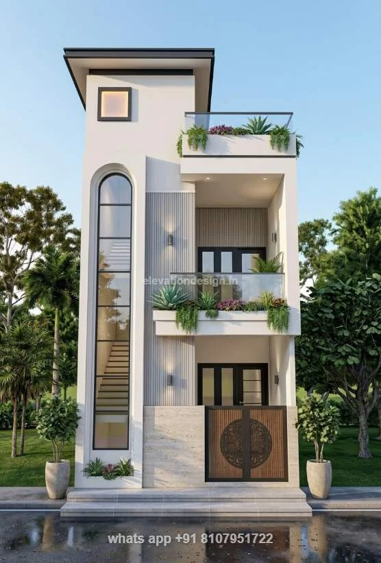15×40 Moder Curved Elevation G+1
