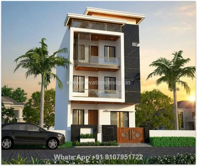 20 ×40 House Front Elevation 3 Floor