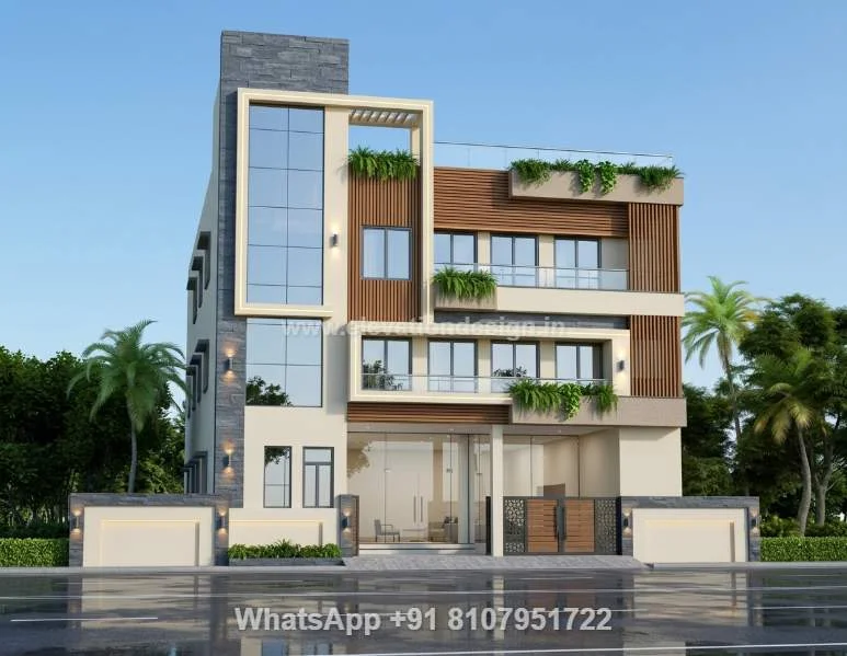 3 Floor Modern Front Design Front Stair