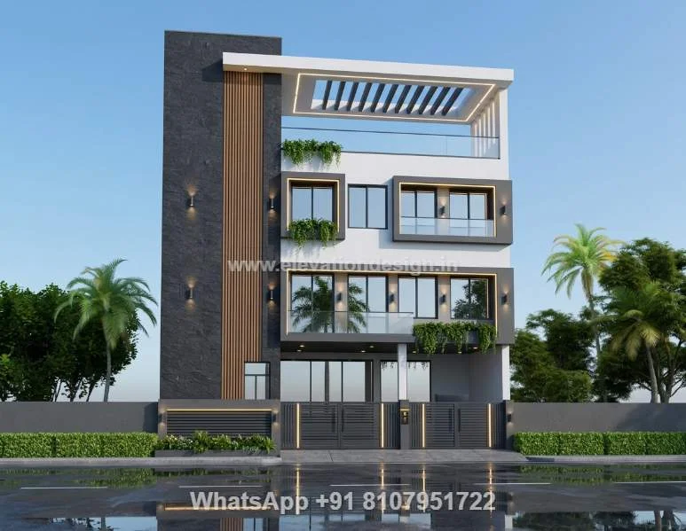 3 Floor With Parking Front Elevation