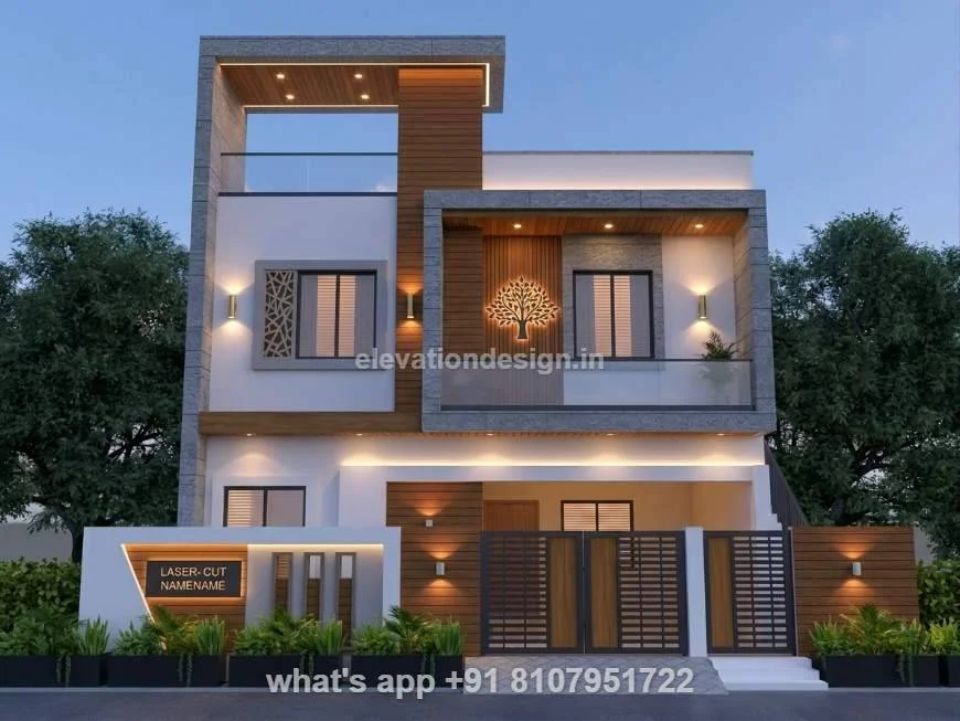 37 Ft House Front Elevation Design 2 Floors