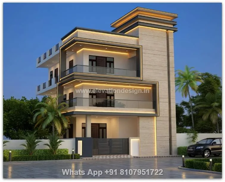 3d Front Elevation Three Floor