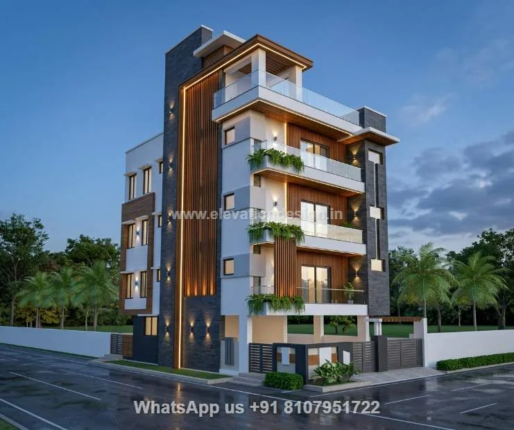 4 Floor Building Modern Elevation