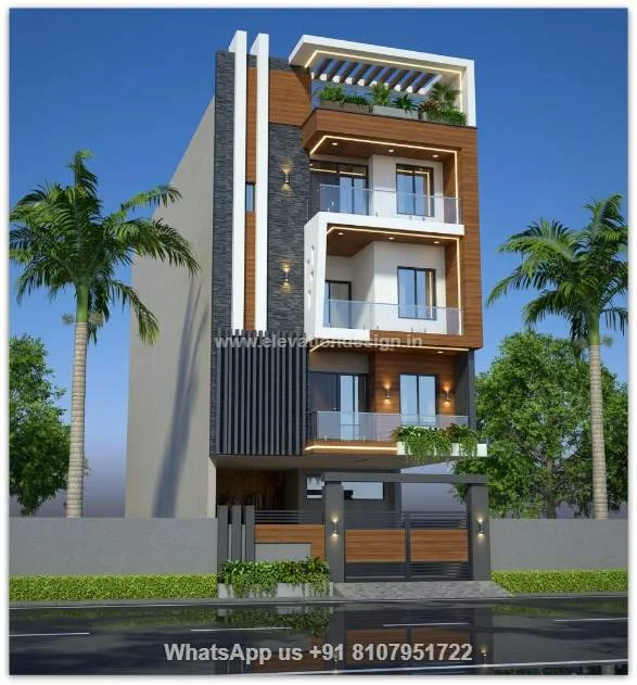 Front Elevation Design For 3 Floor Building Indian Style