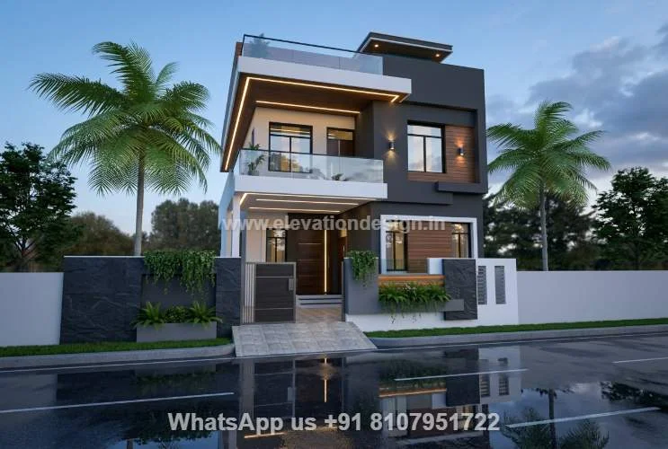 House Elevation For 2 Floors Double Floor
