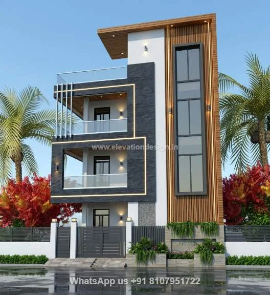 Modern Elevation Design Triple Floor