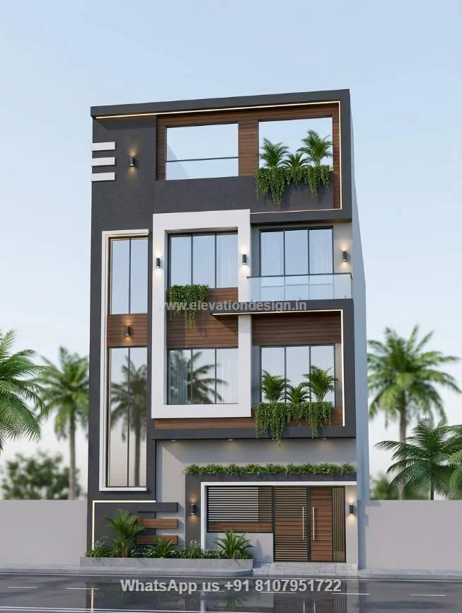 Modern Elevation For 3 Floor Building Indian Style