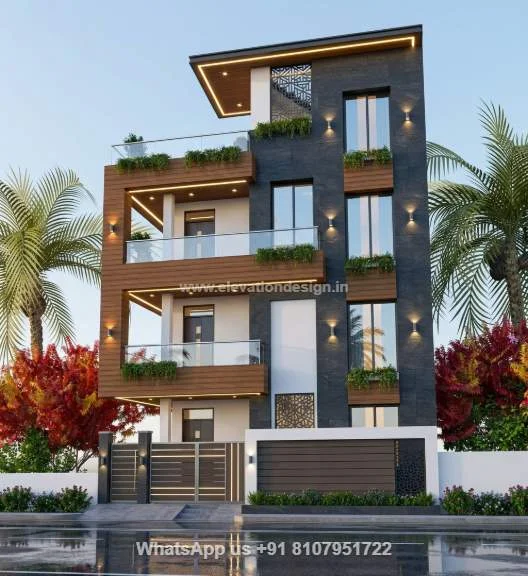 Simple Elevation Design Triple Floor