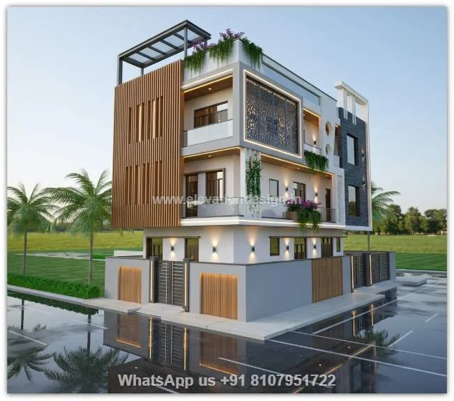 Simple House Elevation Village 3 Floor