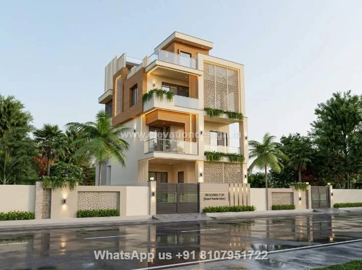 Small House Elevation For 3 Floors