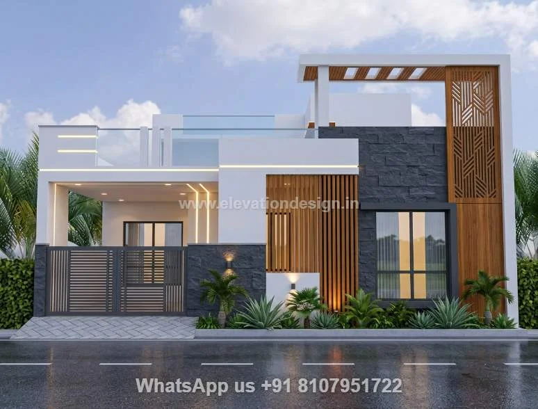 Village Single Floor Home Front Design (1)