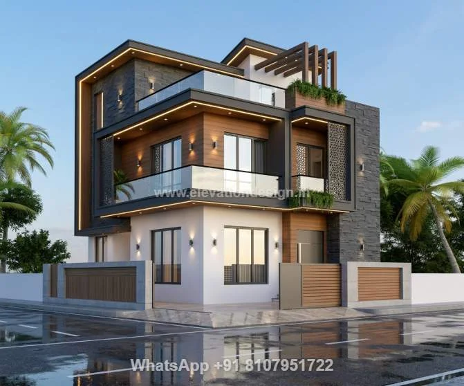 Corner House Elevation Double Storey