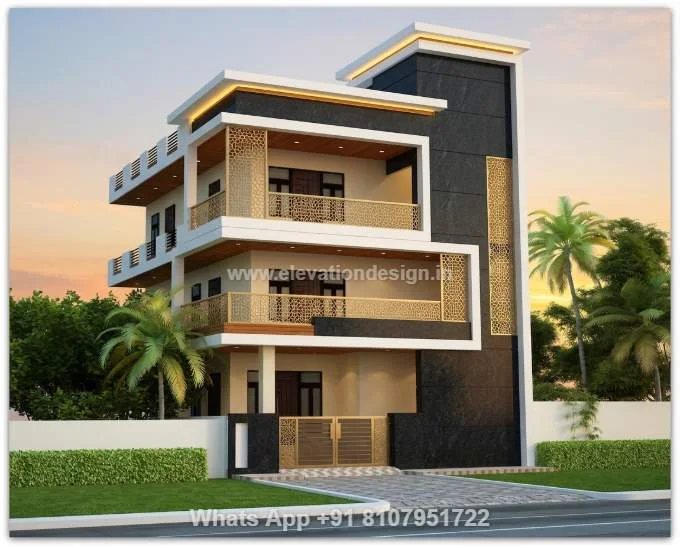 East Facing G+2 House Elevation