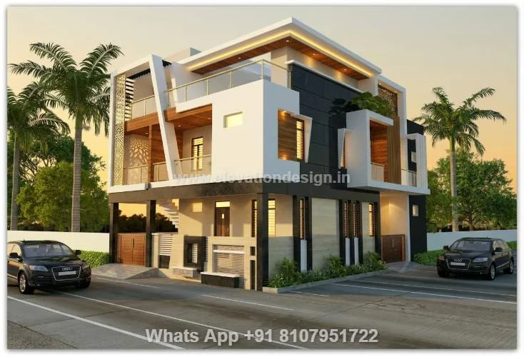 Elevation Design For Corner House