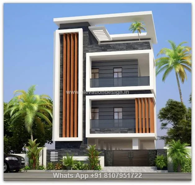 Elevation For 3 Floor Building