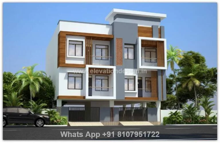 Front Side Design Of House 3 Floor