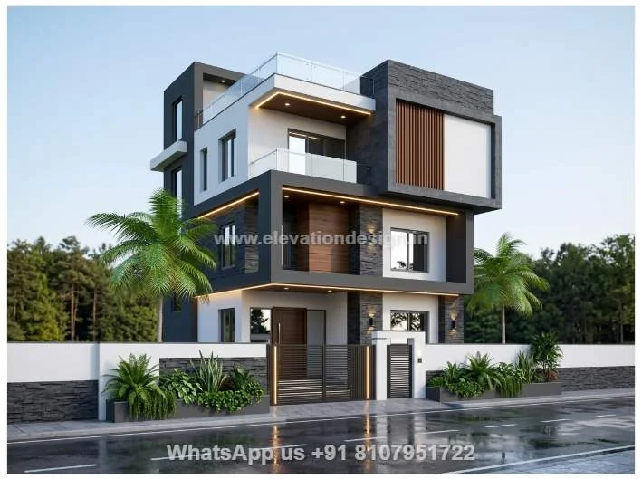 House Elevation For 3 Floors