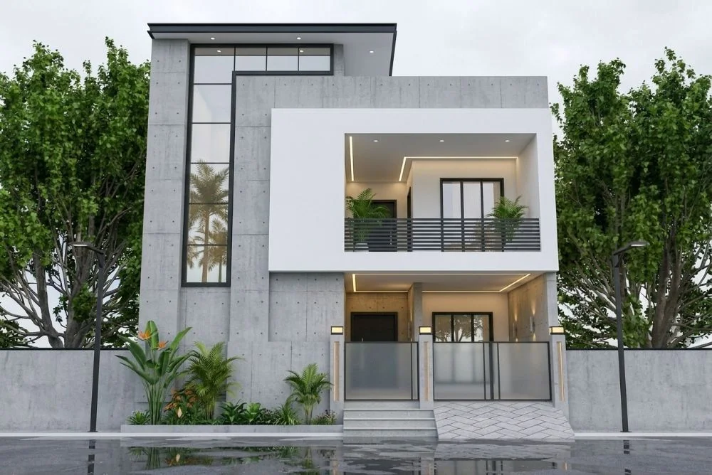 Modern Duplex Elevation Design 25×60