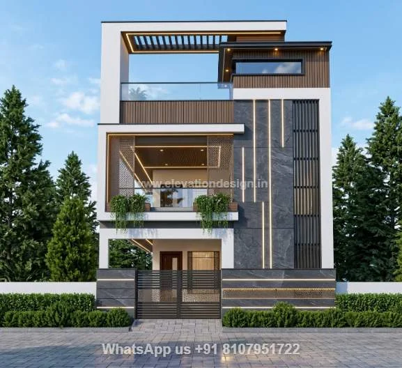 25 Ft Indian Style 3d Home Elevation