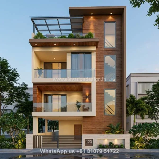 3 Floor Simple House Front Design