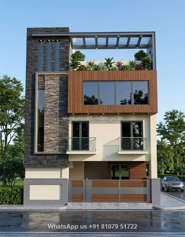 3 Story House Front Elevation Design