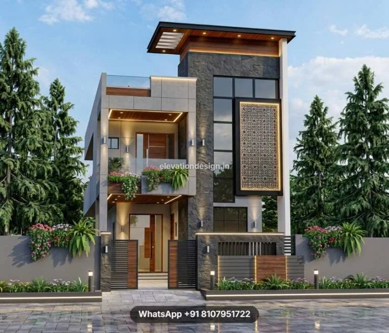 30x40 Elevation Designs Modern Stone Facade